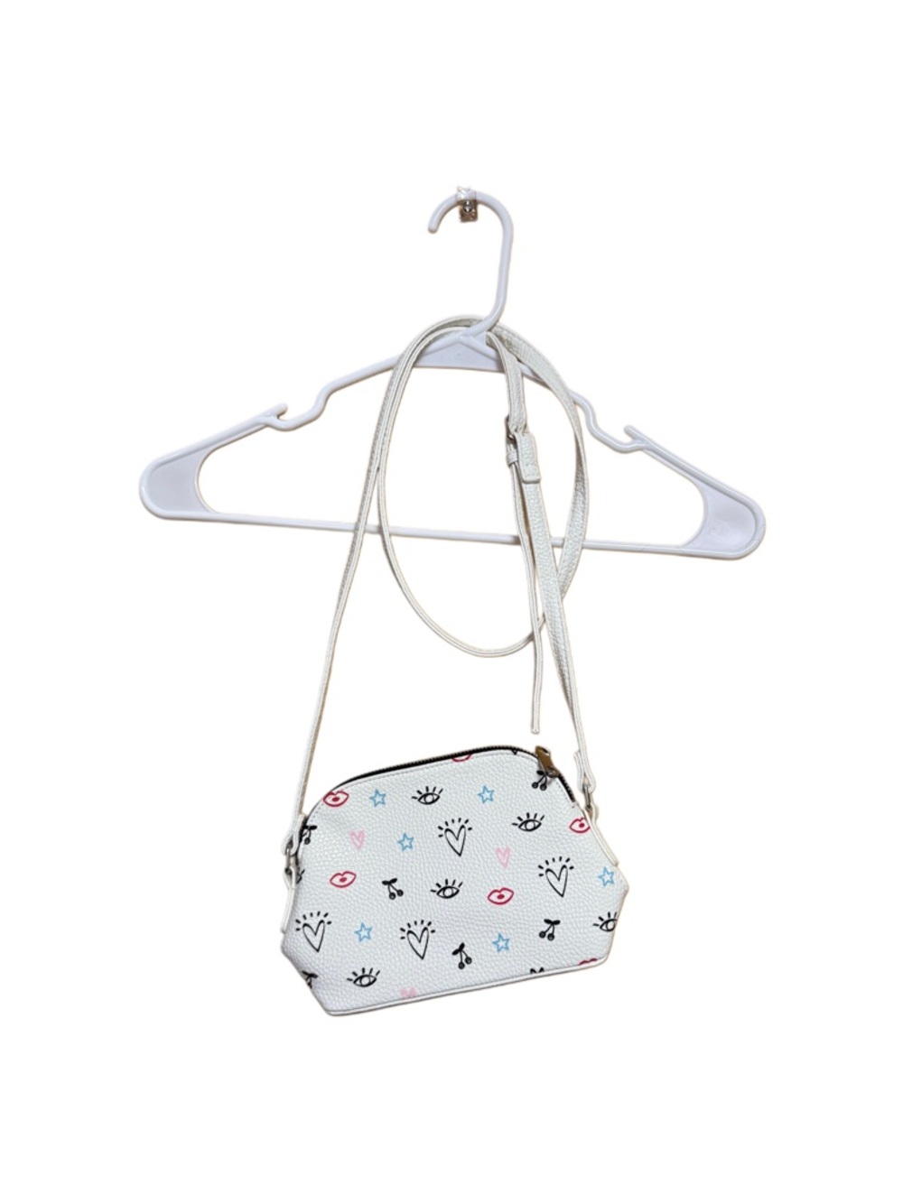 💖✨ Claire’s White Mini Crossbody Bag Cute Y2K Heart Print ✨💖